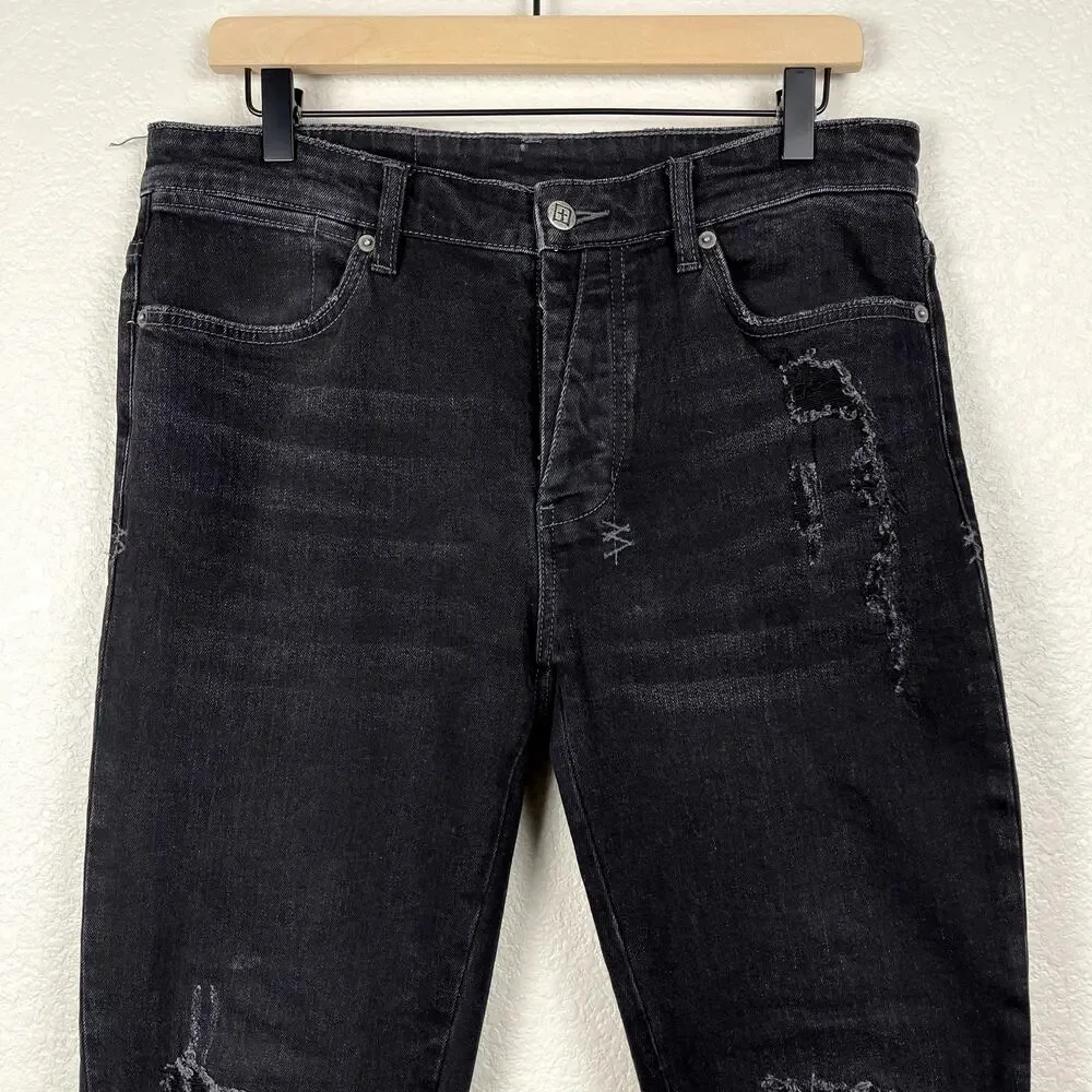 Ksubi Van Winkle Trashed Noir Skinny Jeans Distressed 32